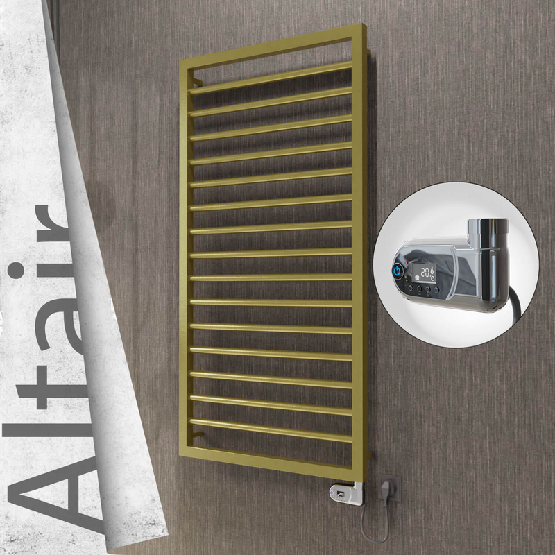 Altair Sèche-serviettes Électrique en Inox 500x1180 Doré Satiné (Thesis Thermostat) 300W 