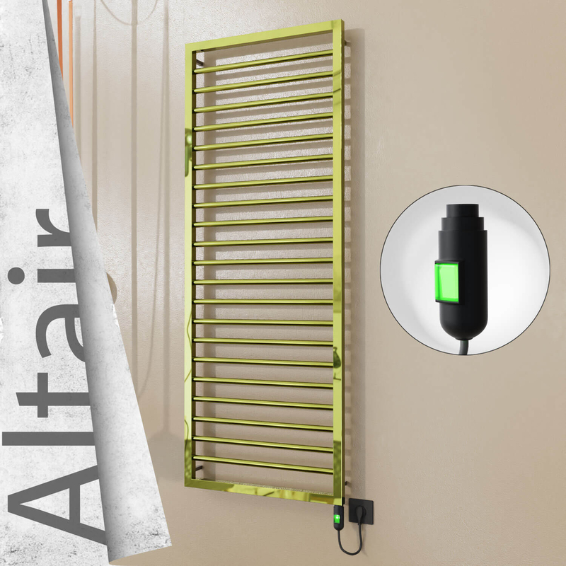 Altair Sèche-serviettes Électrique en Inox 500x1600 Doré (Interrupteur Marche/Arrêt) 600W 