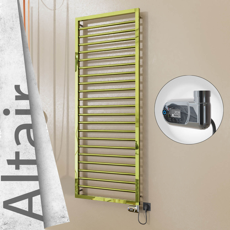 Altair Sèche-serviettes Électrique en Inox 500x1600 Doré (Thesis Thermostat) 600W 