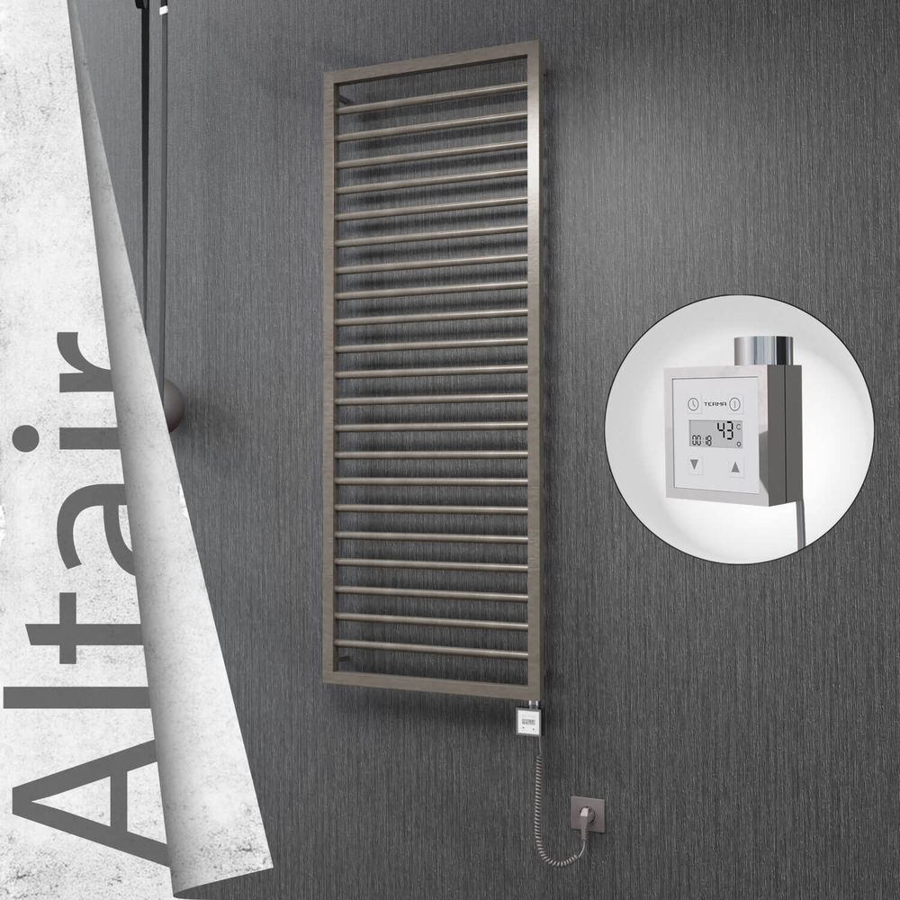 Altair Sèche-serviettes Électrique en Inox 500x1600 Poli Satiné (KTX3 Thermostat) 600W Câble Spiralé - 1