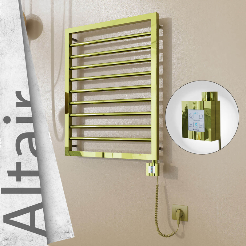 Altair Sèche-serviettes Électrique en Inox 500x760 Doré (KTX4 Thermostat) 200W Câble Spiralé 