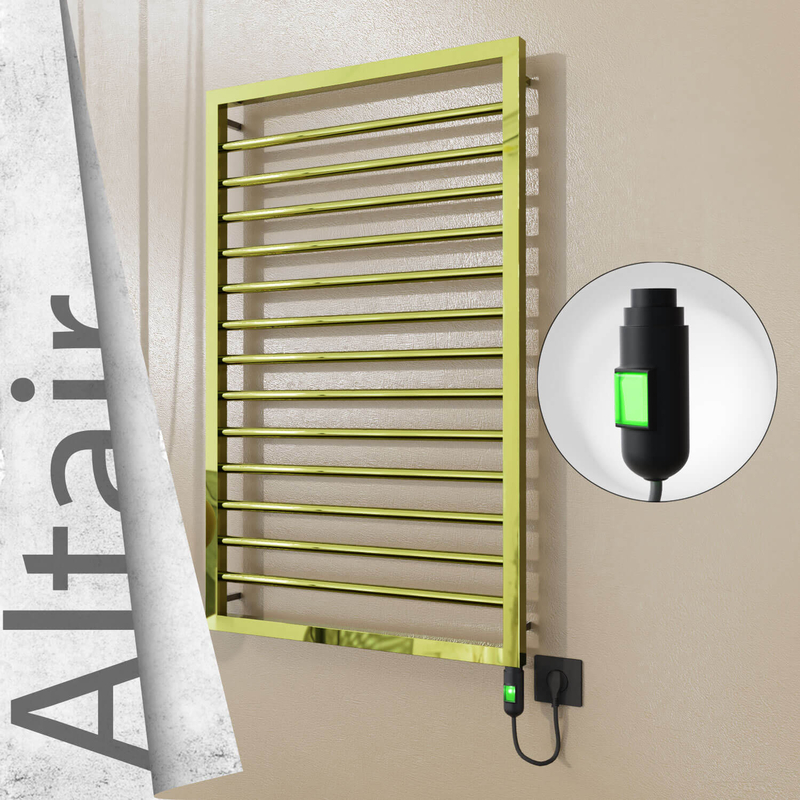 Altair Sèche-serviettes Électrique en Inox 600x1040 Doré (Interrupteur Marche/Arrêt) 300W 
