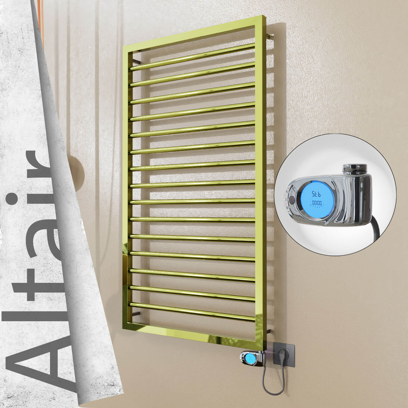 Altair Sèche-serviettes Électrique en Inox 600x1180 Doré (Musa Thermostat) 300W 