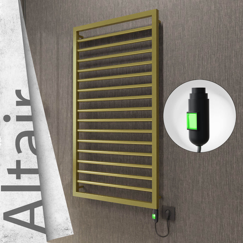 Altair Sèche-serviettes Électrique en Inox 600x1180 Doré Satiné (Interrupteur Marche/Arrêt) 300W 