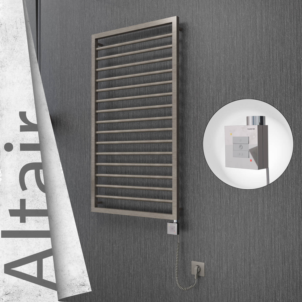 Altair Sèche-serviettes Électrique en Inox 600x1180 Poli Satiné (KTX1 Thermostat) 300W Câble Spiralé - 1