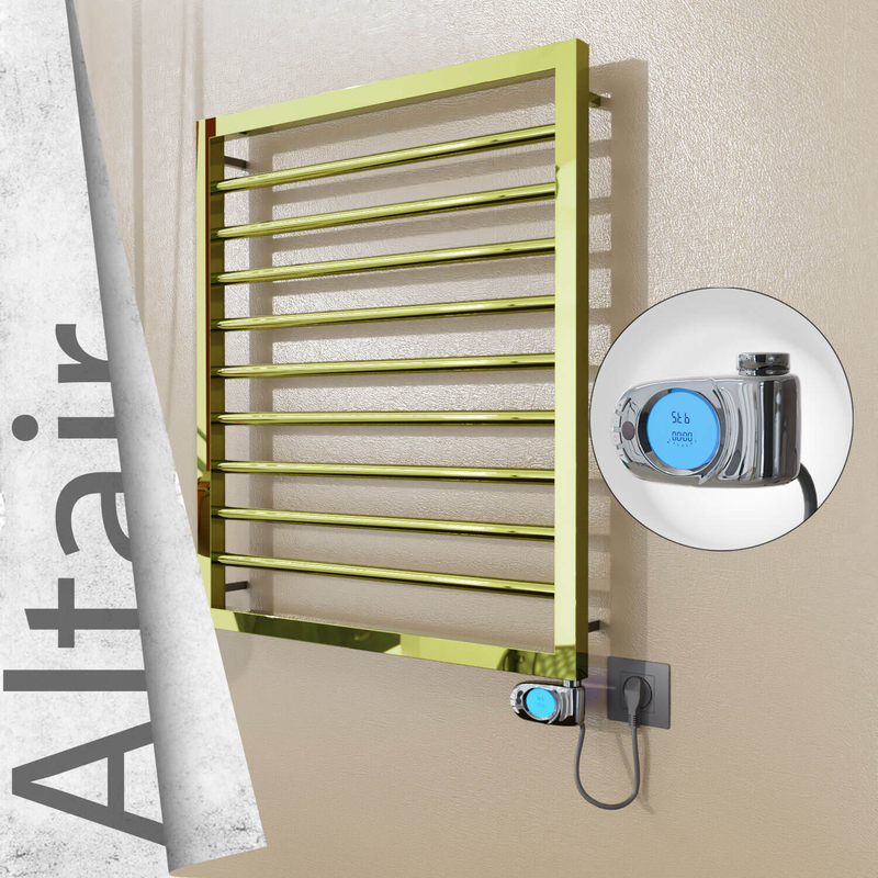 Altair Sèche-serviettes Électrique en Inox 600x760 Doré (Musa Thermostat) 300W 