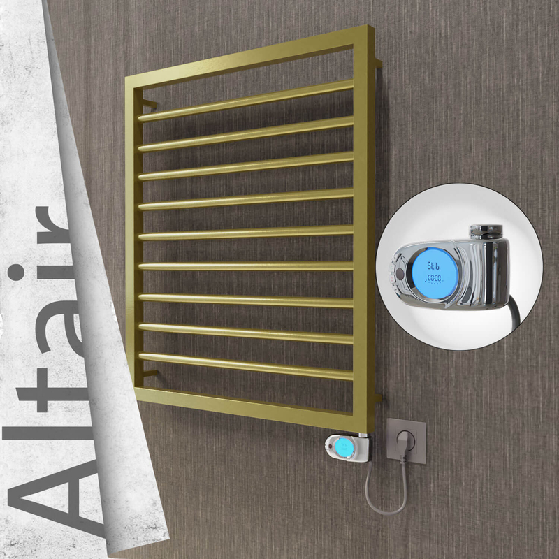Altair Sèche-serviettes Électrique en Inox 600x760 Doré Satiné (Musa Thermostat) 300W 