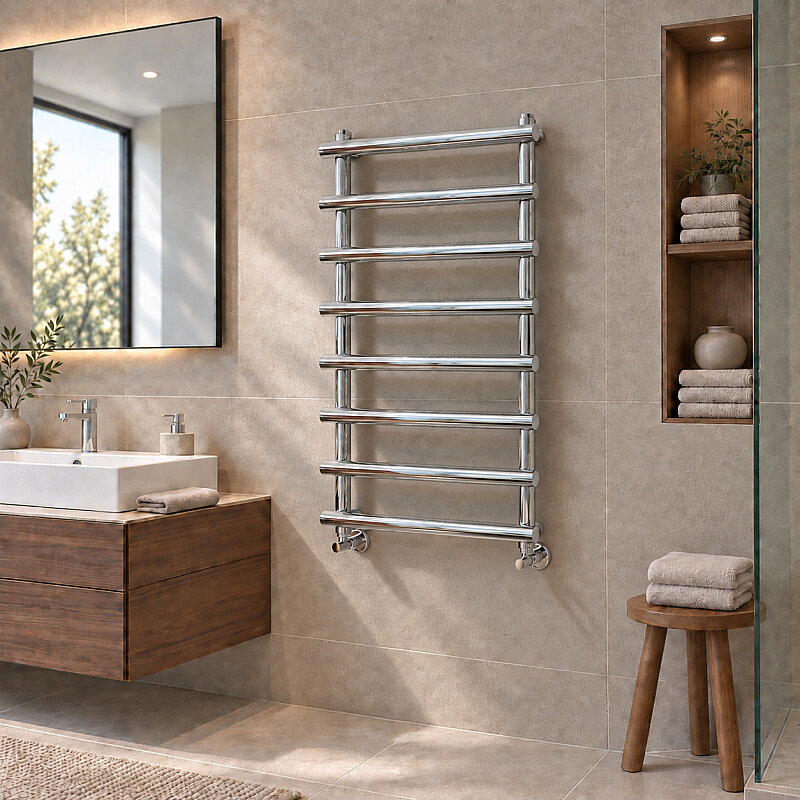 Amazon Decorative Towel Rail 600x1150 Chrome