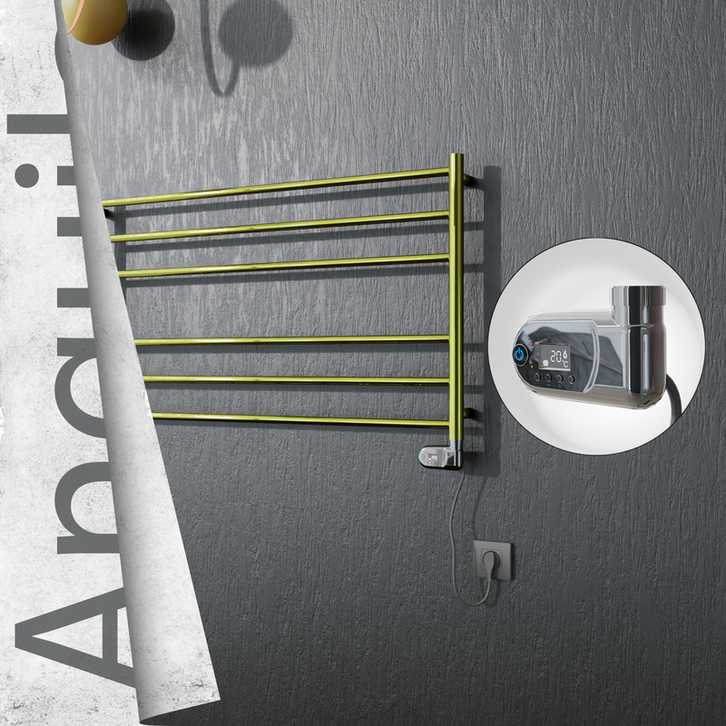 Angulia Electric Stainless Steel Towel Rail 1000x590 Gold (Thesis Thermostat) 200W 