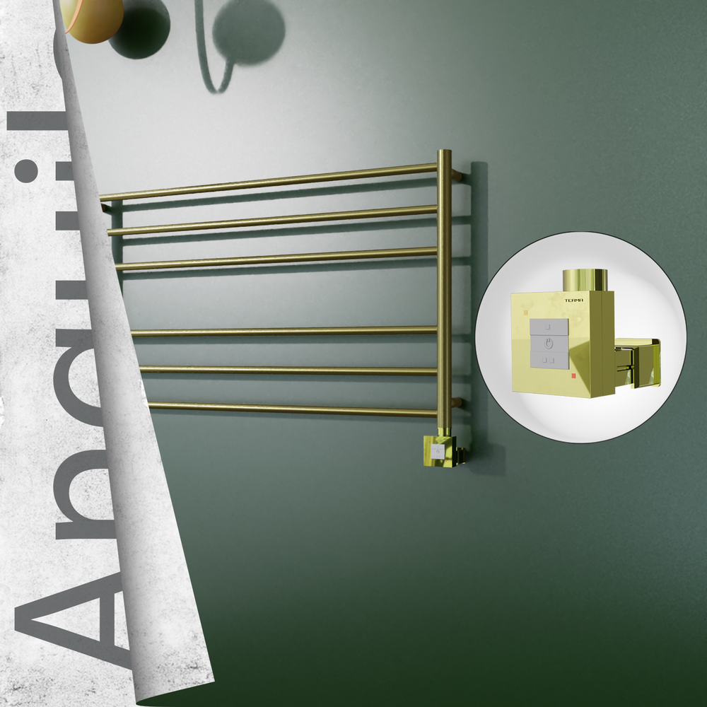 Angulia Electric Stainless Steel Towel Rail 1000x590 Satin Gold (KTX1 Thermostat) 200W - 1