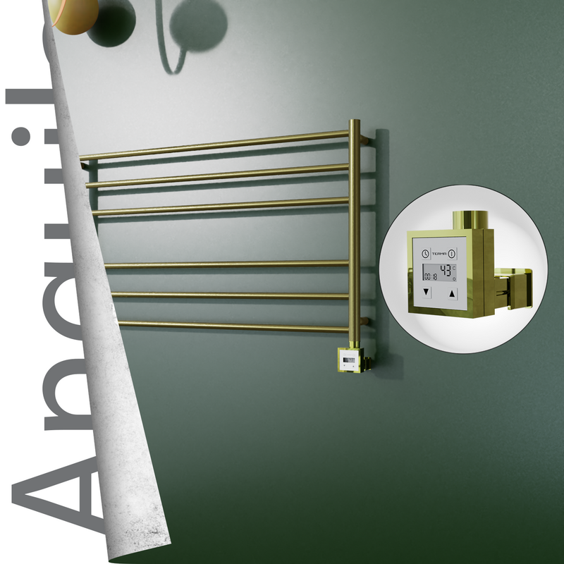 Angulia Electric Stainless Steel Towel Rail 1000x590 Satin Gold (KTX3 Thermostat) 200W 