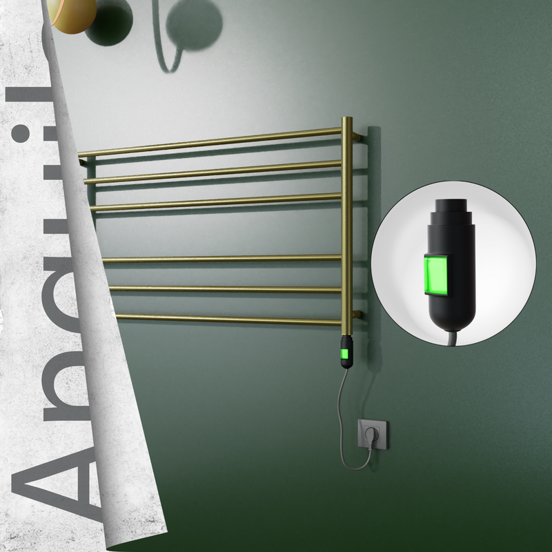 Angulia Electric Stainless Steel Towel Rail 1000x590 Satin Gold (On/Off Switch) 200W 