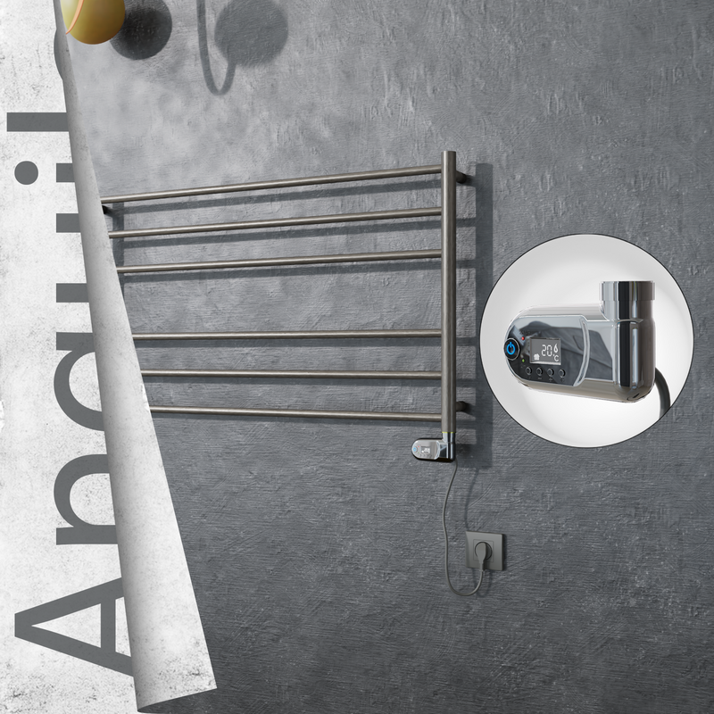 Angulia Electric Stainless Steel Towel Rail 1000x590 Satin Polished (Thesis Thermostat) 200W 