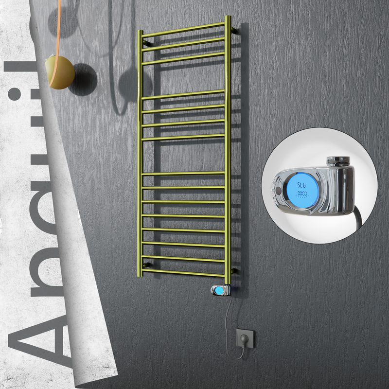 Angulia Electric Stainless Steel Towel Rail 500x1210 Gold (Musa Thermostat) 200W 