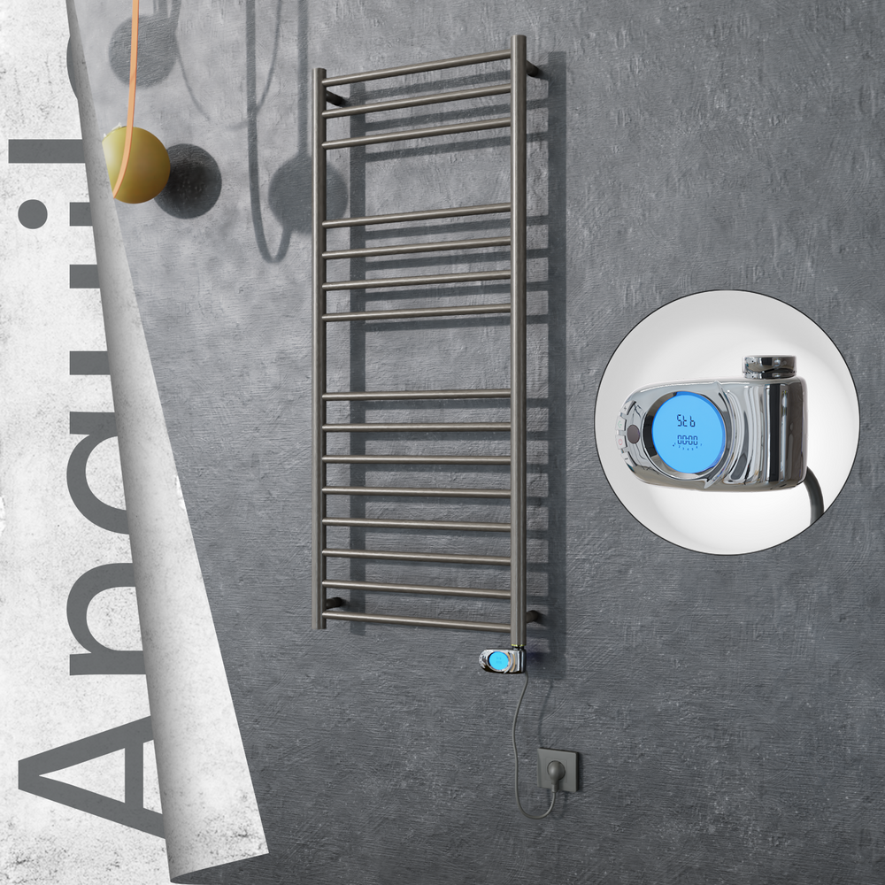 Angulia Electric Stainless Steel Towel Rail 500x1210 Satin Polished (Musa Thermostat) 200W - 1