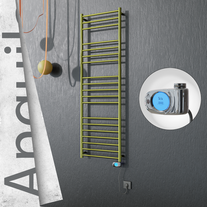 Angulia Electric Stainless Steel Towel Rail 500x1630 Gold (Musa Thermostat) 300W
