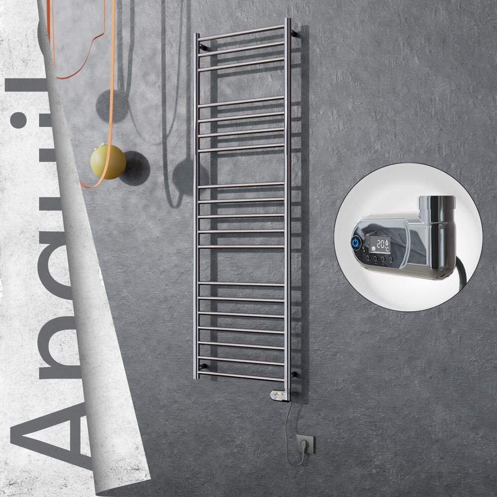 Angulia Electric Stainless Steel Towel Rail 500x1630 Mirror Polished (Thesis Thermostat) 300W - 1