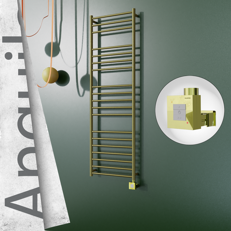 Angulia Electric Stainless Steel Towel Rail 500x1630 Satin Gold (KTX1 Thermostat) 300W
