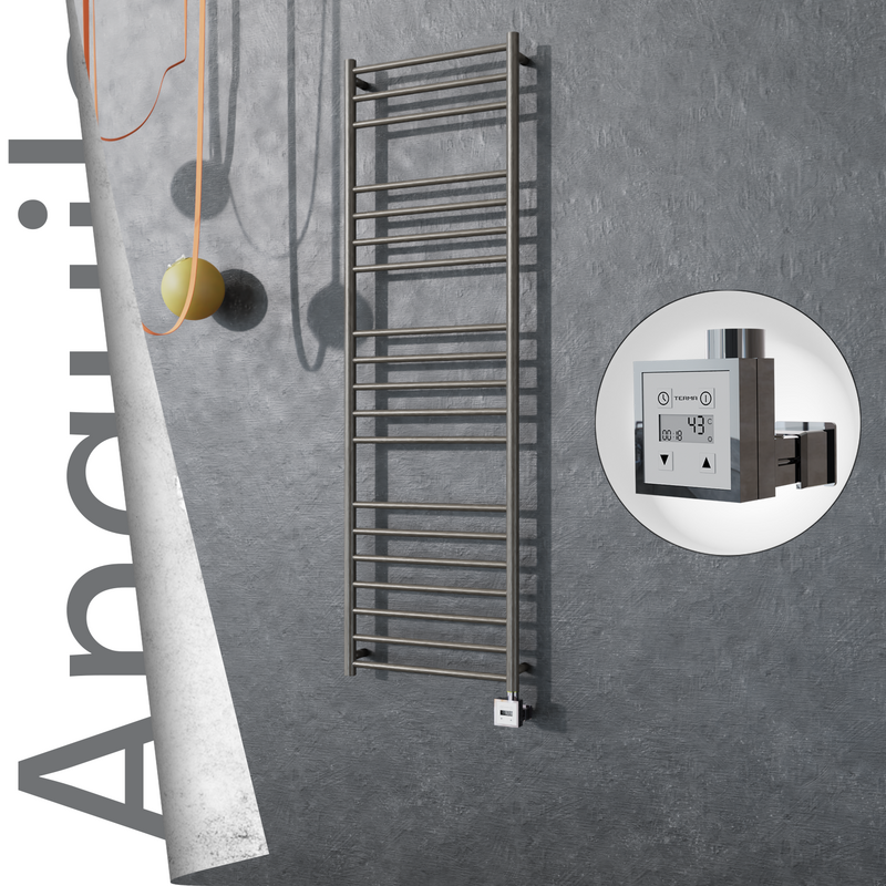 Angulia Electric Stainless Steel Towel Rail 500x1630 Satin Polished (KTX3 Thermostat) 300W