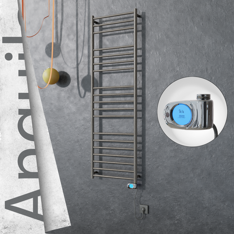 Angulia Electric Stainless Steel Towel Rail 500x1630 Satin Polished (Musa Thermostat) 300W