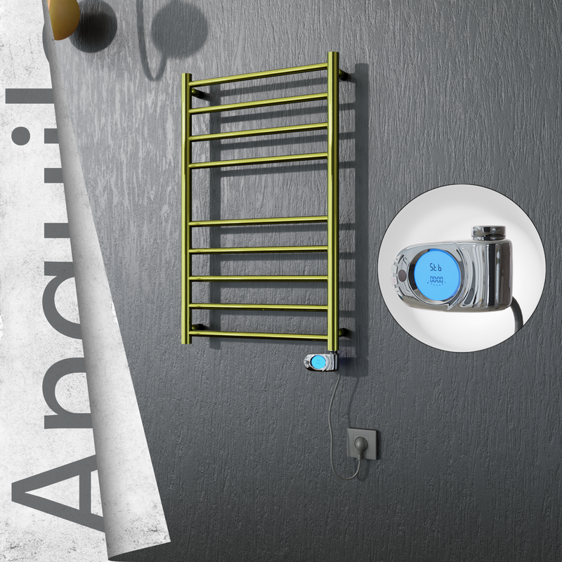 Angulia Electric Stainless Steel Towel Rail 500x790 Gold (Musa Thermostat) 200W 