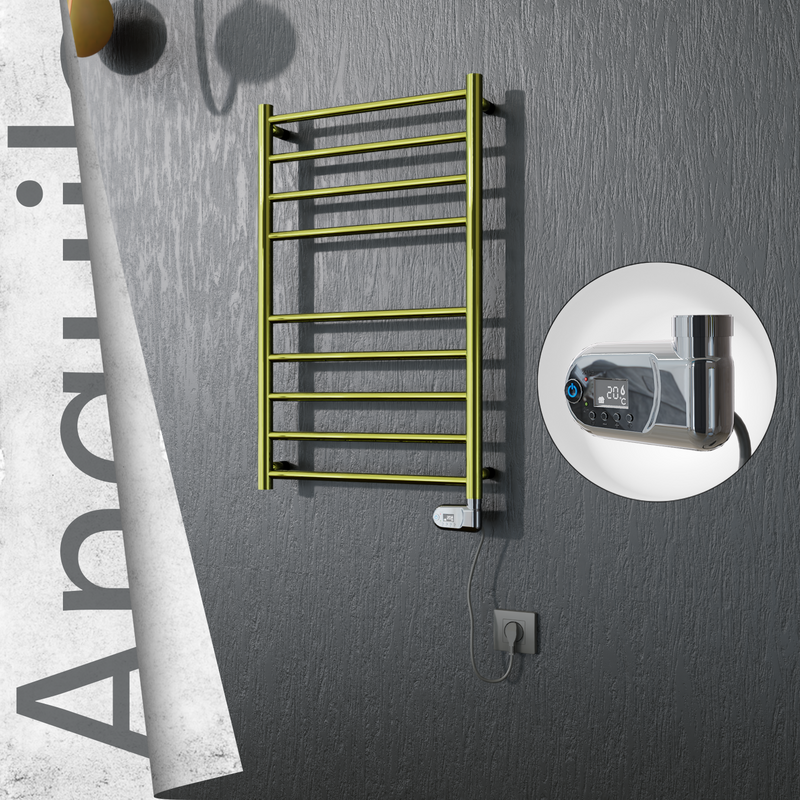 Angulia Electric Stainless Steel Towel Rail 500x790 Gold (Thesis Thermostat) 200W 