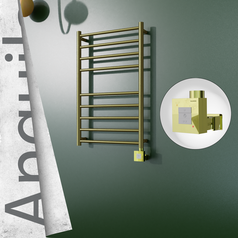 Angulia Electric Stainless Steel Towel Rail 500x790 Satin Gold (KTX1 Thermostat) 200W 