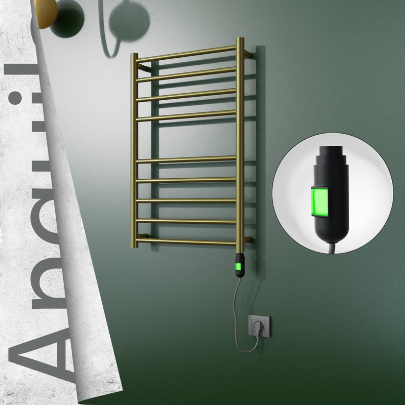 Angulia Electric Stainless Steel Towel Rail 500x790 Satin Gold (On/Off Switch) 200W 