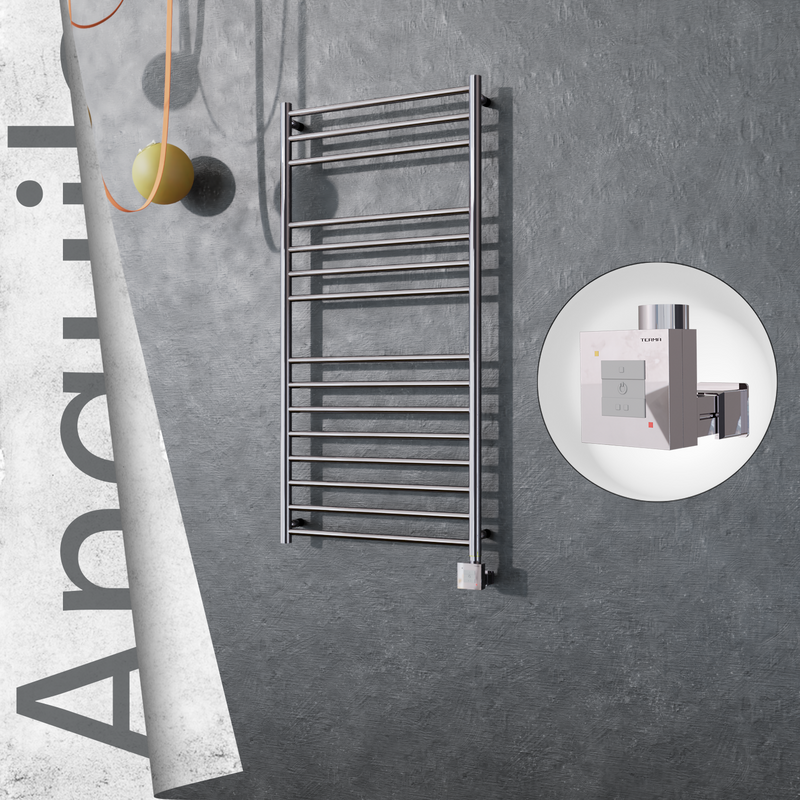 Angulia Electric Stainless Steel Towel Rail 600x1210 Mirror Polished (KTX1 Thermostat) 300W 