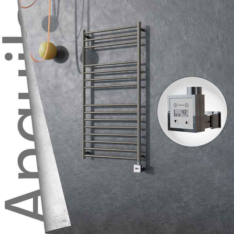 Angulia Electric Stainless Steel Towel Rail 600x1210 Satin Polished (KTX3 Thermostat) 300W