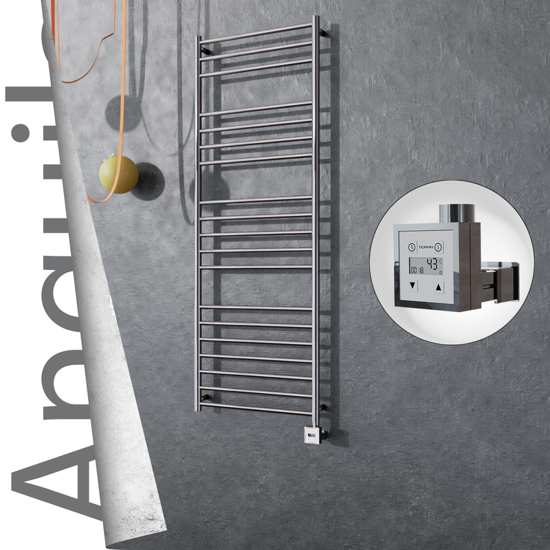 Angulia Electric Stainless Steel Towel Rail 600x1630 Mirror Polished (KTX3 Thermostat) 300W