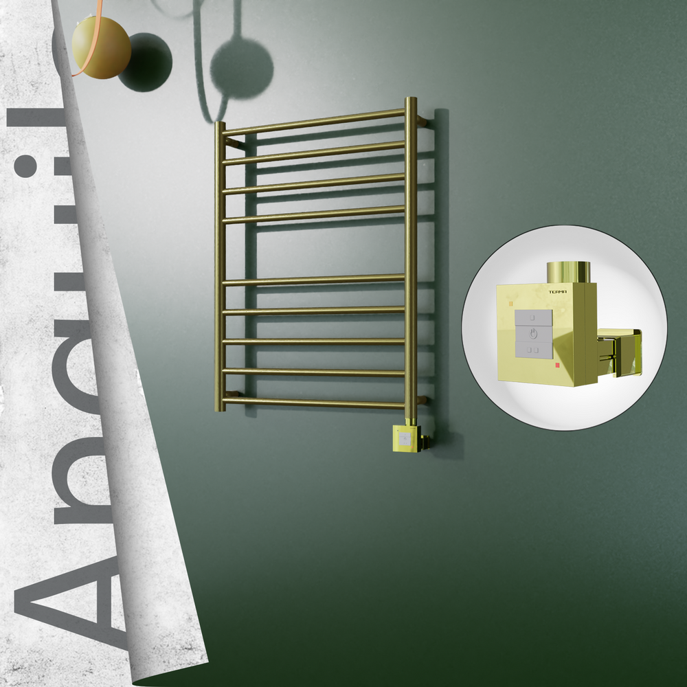 Angulia Electric Stainless Steel Towel Rail 600x790 Satin Gold (KTX1 Thermostat) 200W - 1