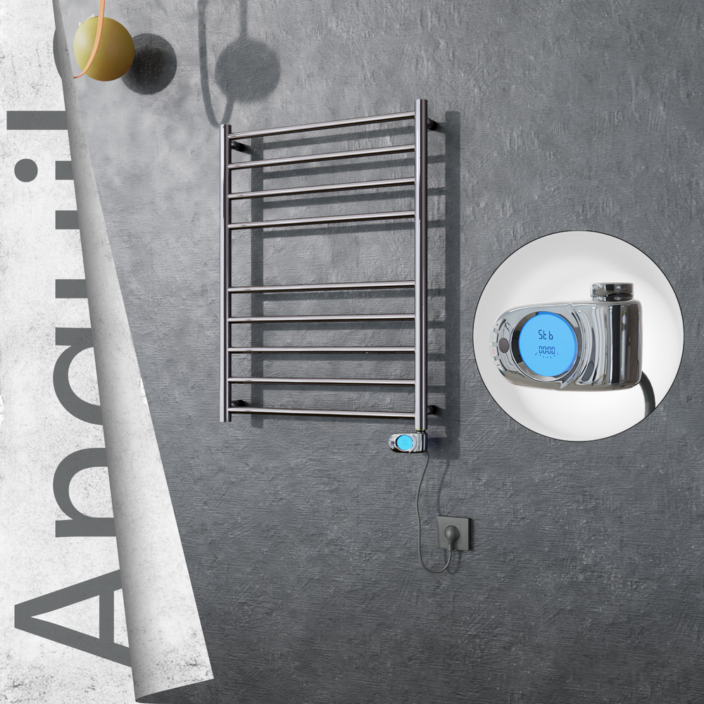 Angulia Electric Stainless Steel Towel Rail 600x790 Satin Gold (Musa Thermostat) 200W - 1
