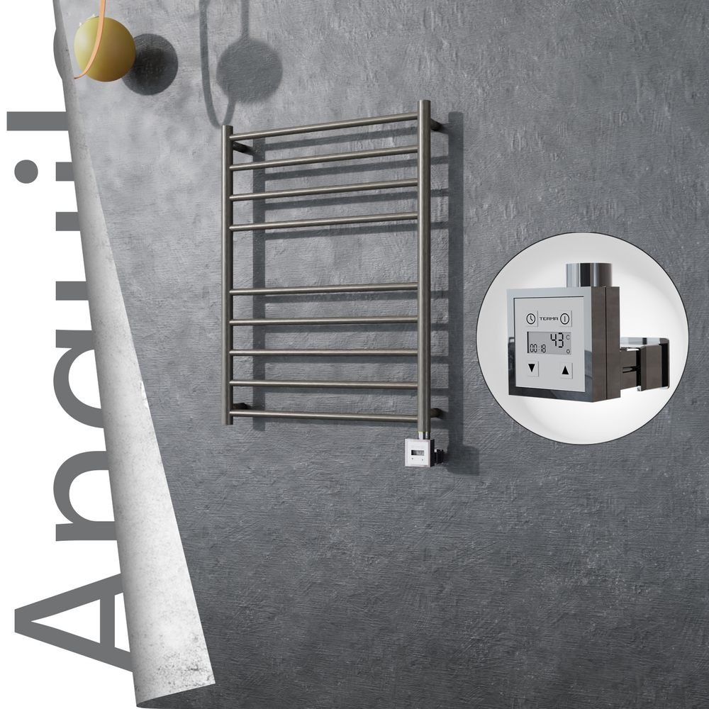 Angulia Electric Stainless Steel Towel Rail 600x790 Satin Polished (KTX3 Thermostat) 200W - 1