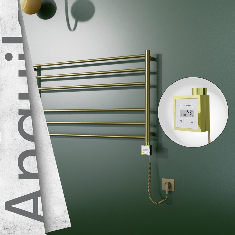 Angulia Elektrikli Paslanmaz Çelik Havlupan 1000x590 Altın (KTX3 Termostat) 200W Spiral Kablolu 