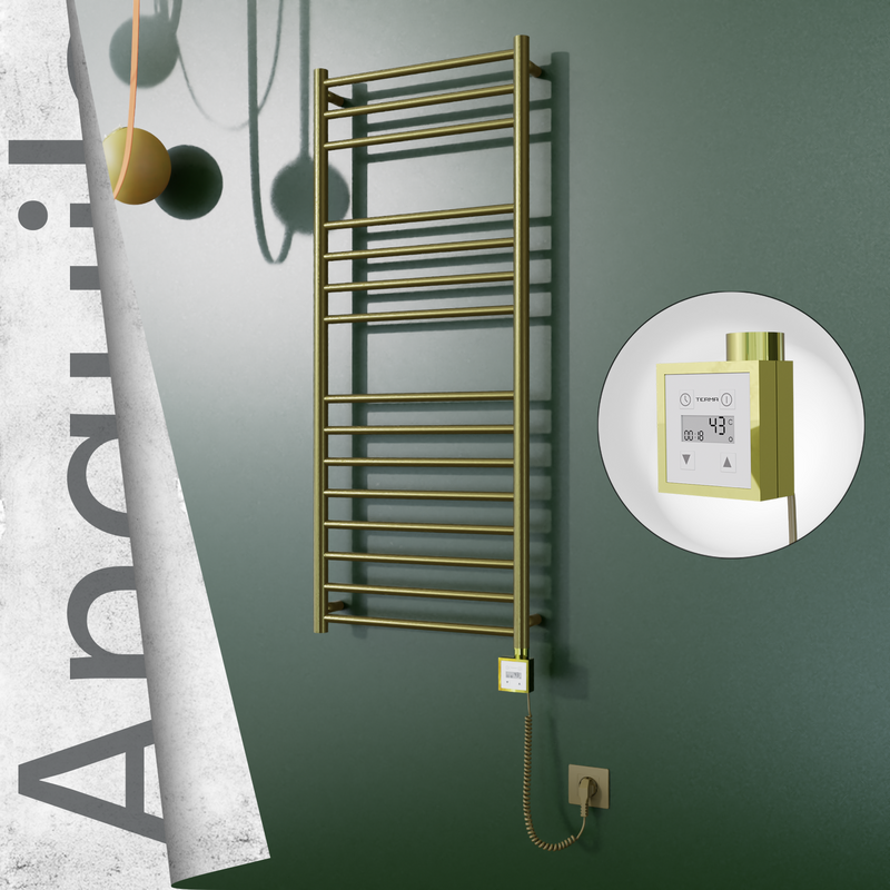 Angulia Elektrikli Paslanmaz Çelik Havlupan 500x1210 Altın (KTX3 Termostat) 200W Spiral Kablolu 