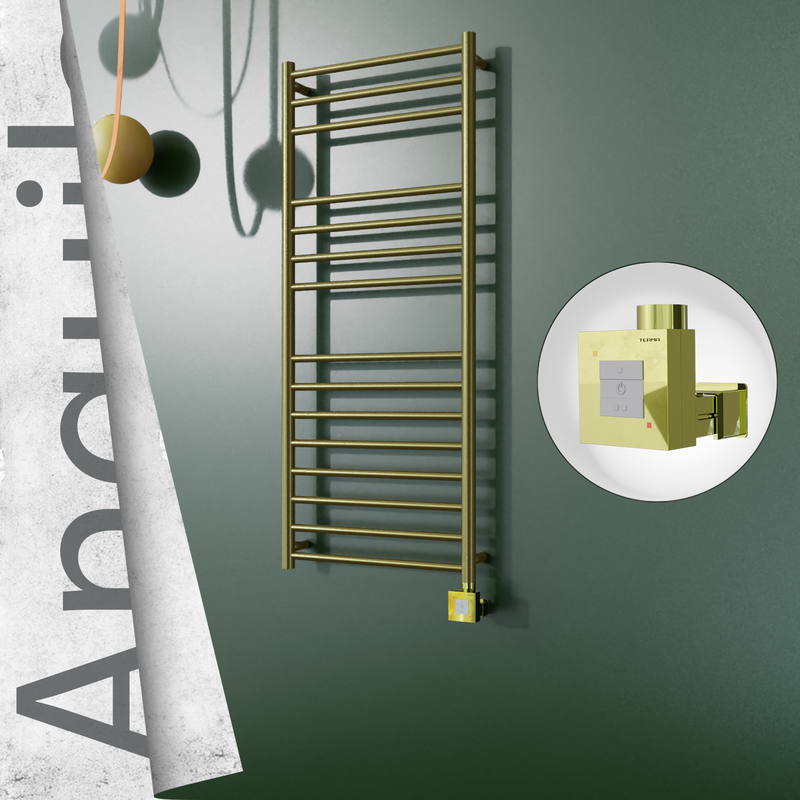 Angulia Elektrikli Paslanmaz Çelik Havlupan 500x1210 Satine Altın (KTX1 Termostat) 200W 