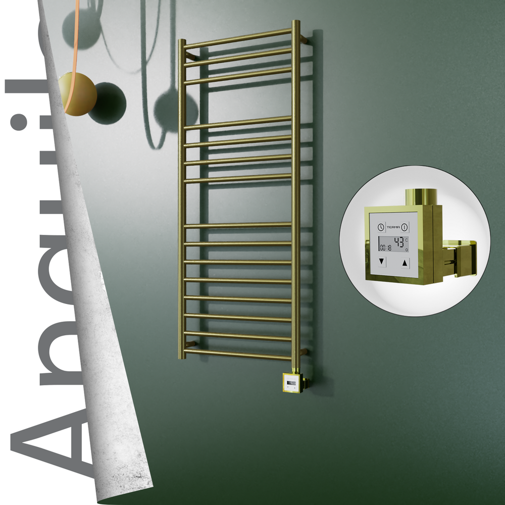 Angulia Elektrikli Paslanmaz Çelik Havlupan 500x1210 Satine Altın (KTX3 Termostat) 200W - 1
