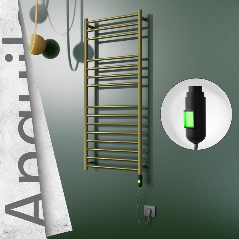 Angulia Elektrikli Paslanmaz Çelik Havlupan 500x1210 Satine Altın (On/Off Düğmeli) 200W