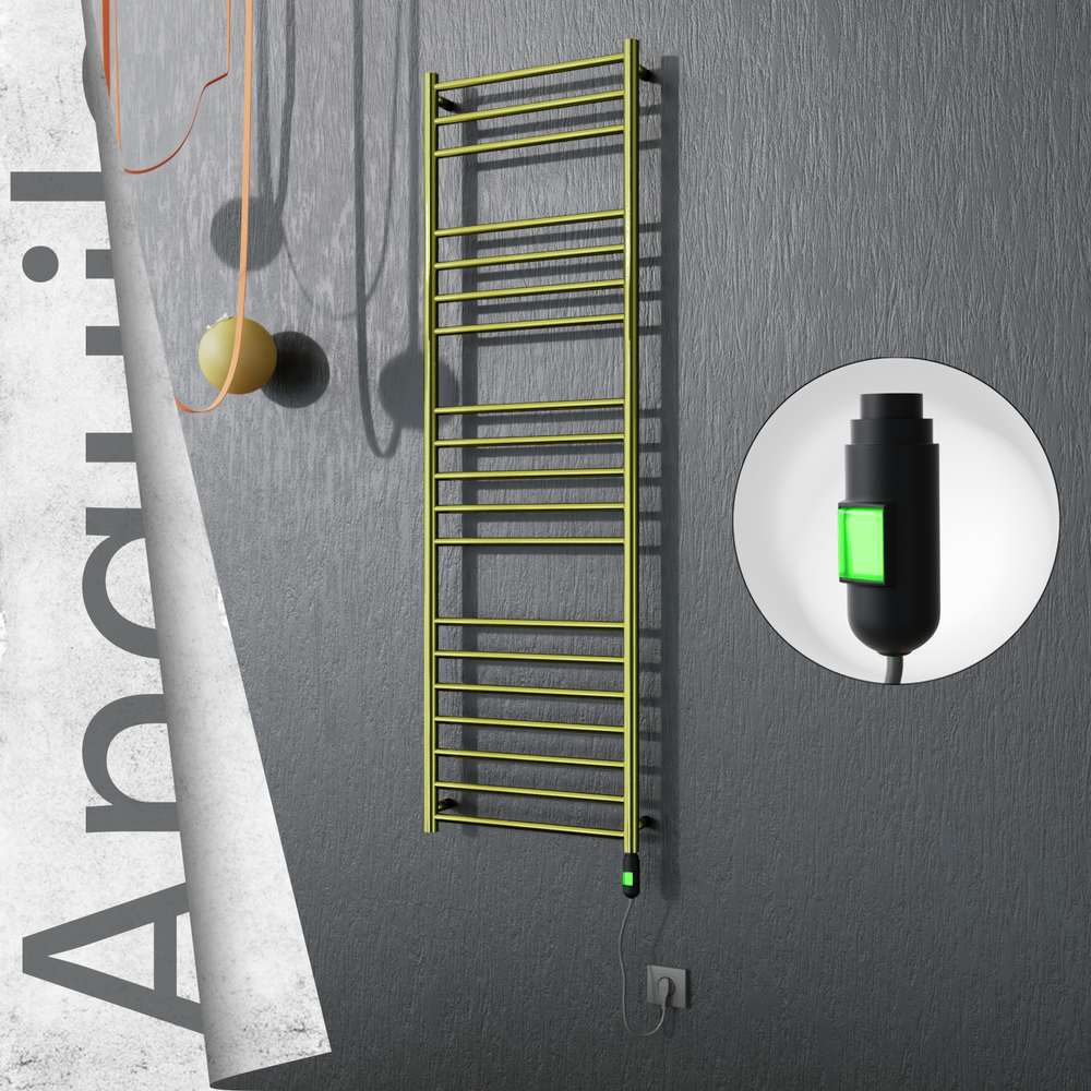 Angulia Elektrikli Paslanmaz Çelik Havlupan 500x1630 Altın (On/Off Düğmeli) 300W - 1