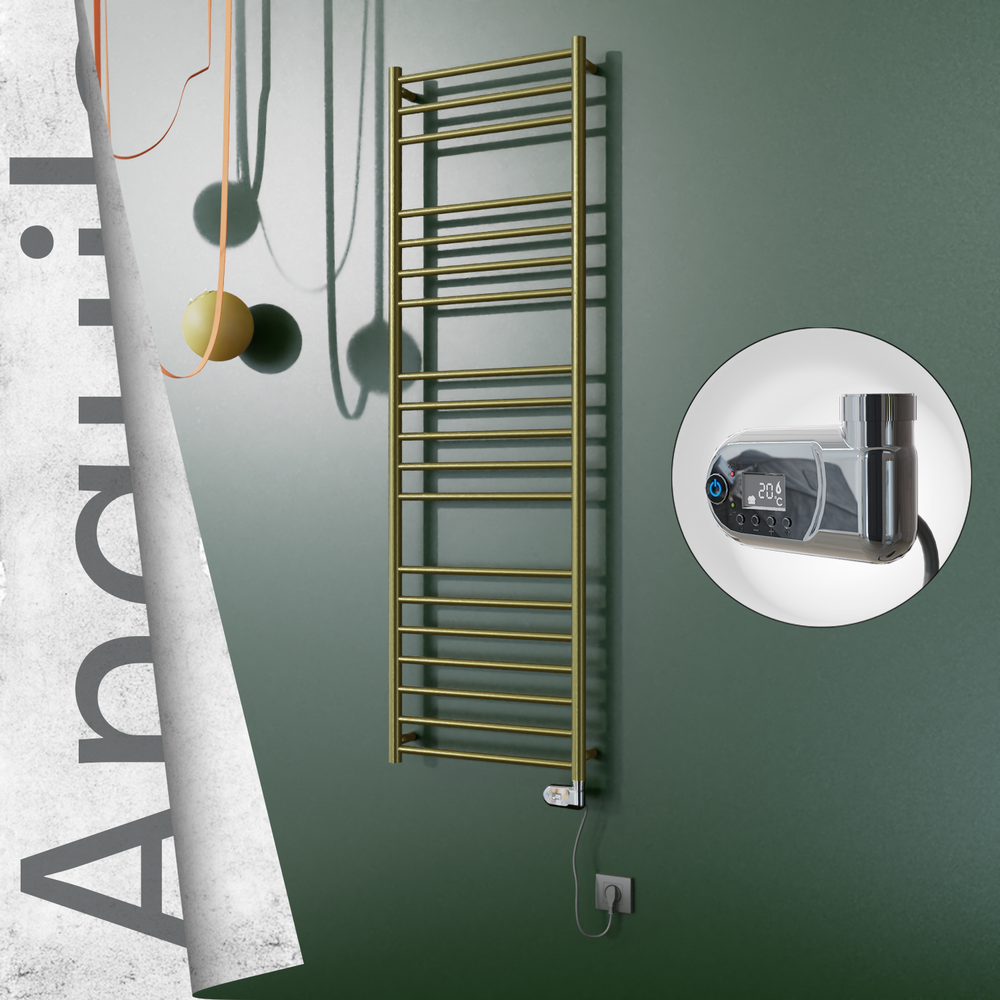Angulia Elektrikli Paslanmaz Çelik Havlupan 500x1630 Satine Altın (Thesis Termostat) 300W - 1