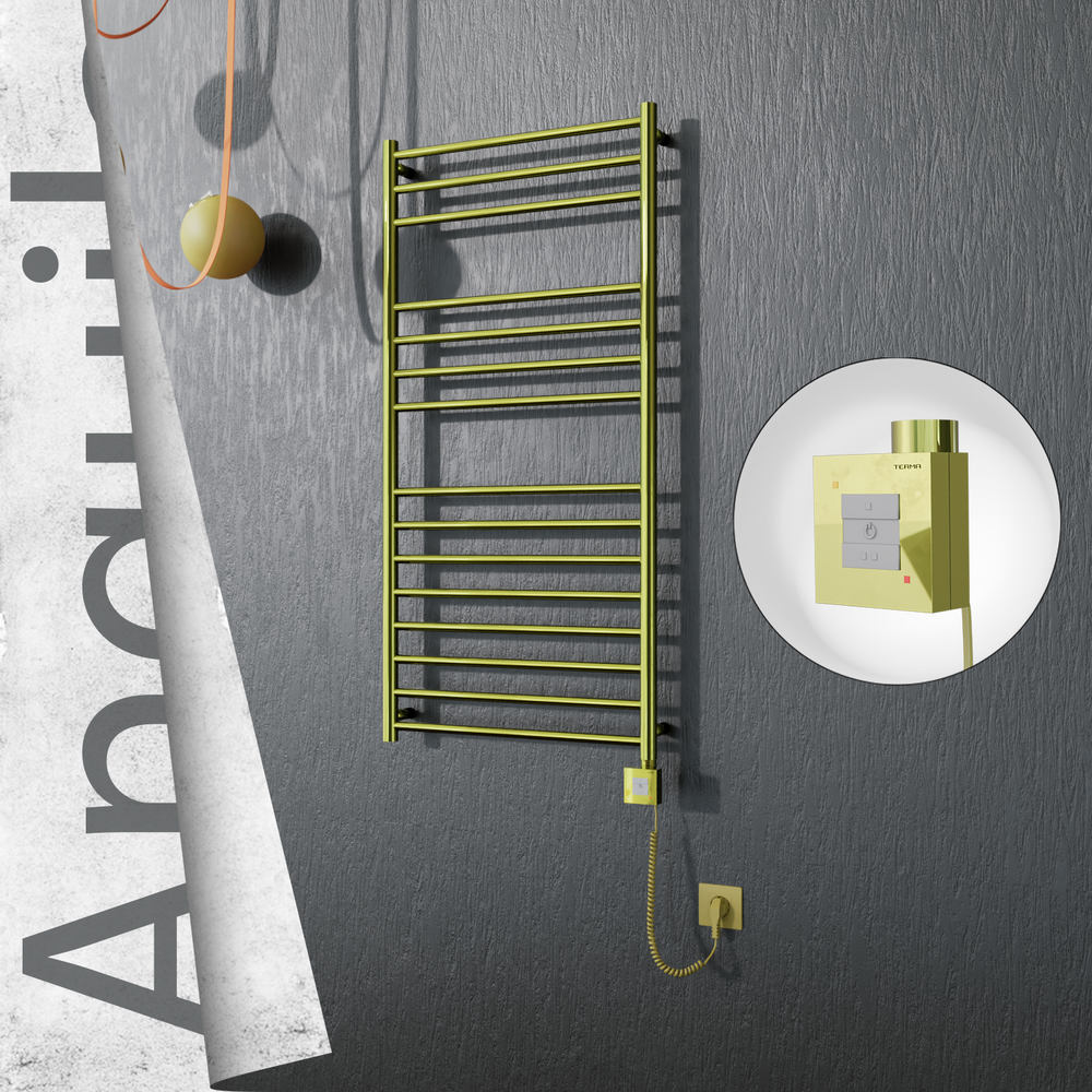 Angulia Elektrikli Paslanmaz Çelik Havlupan 600x1210 Altın (KTX1 Termostat) 300W Spiral Kablolu - 1