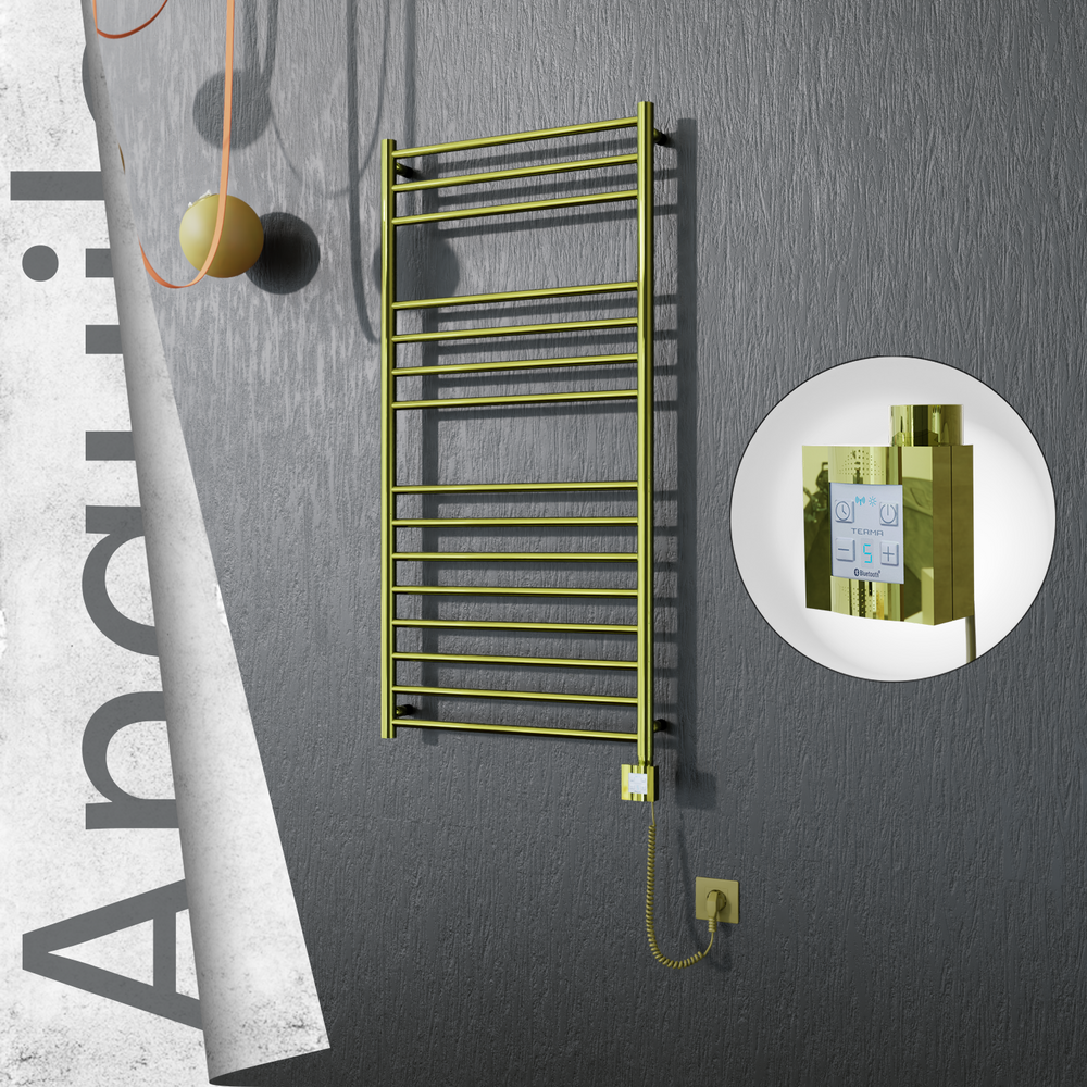 Angulia Elektrikli Paslanmaz Çelik Havlupan 600x1210 Altın (KTX4 Termostat) 300W Spiral Kablolu - 1
