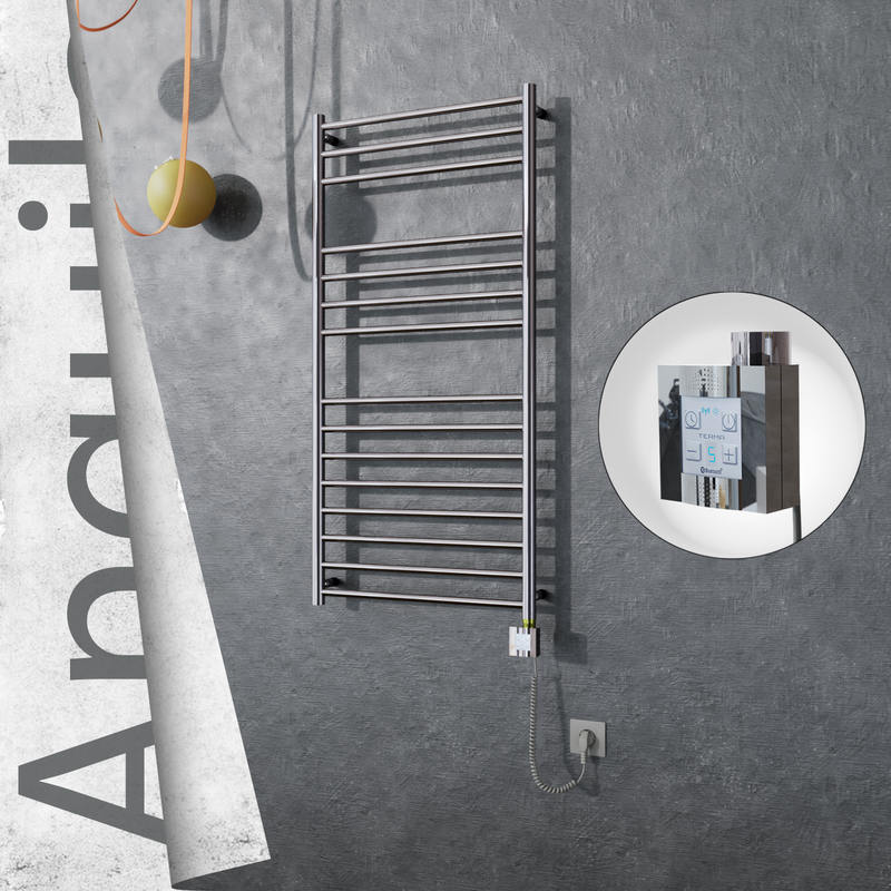 Angulia Elektrikli Paslanmaz Çelik Havlupan 600x1210 Ayna Polisaj (KTX4 Termostat) 300W Spiral Kablolu