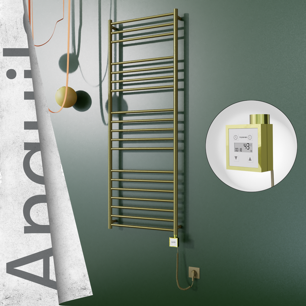 Angulia Elektrikli Paslanmaz Çelik Havlupan 600x1630 Altın (KTX3 Termostat) 300W Spiral Kablolu - 1