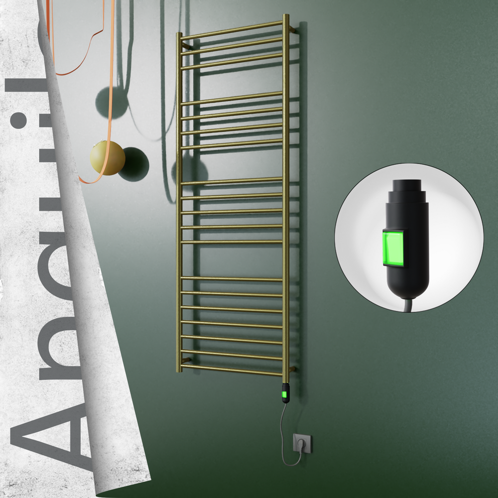Angulia Elektrikli Paslanmaz Çelik Havlupan 600x1630 Satine Altın (On/Off Düğmeli) 300W - 1