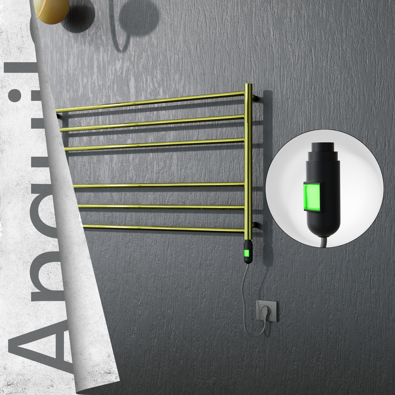 Angulia Sèche-serviettes Électrique en Inox 1000x590 Doré (Interrupteur Marche/Arrêt) 200W 