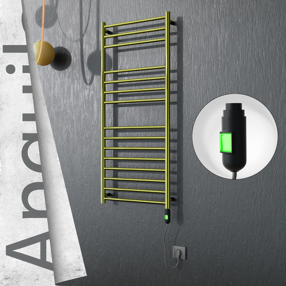 Angulia Sèche-serviettes Électrique en Inox 500x1210 Doré (Interrupteur Marche/Arrêt) 200W - 1