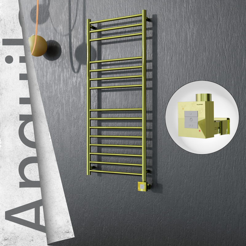 Angulia Sèche-serviettes Électrique en Inox 500x1210 Doré (KTX1 Thermostat) 200W 