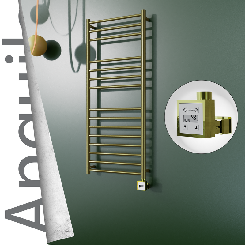 Angulia Sèche-serviettes Électrique en Inox 500x1210 Doré Satiné (KTX3 Thermostat) 200W 